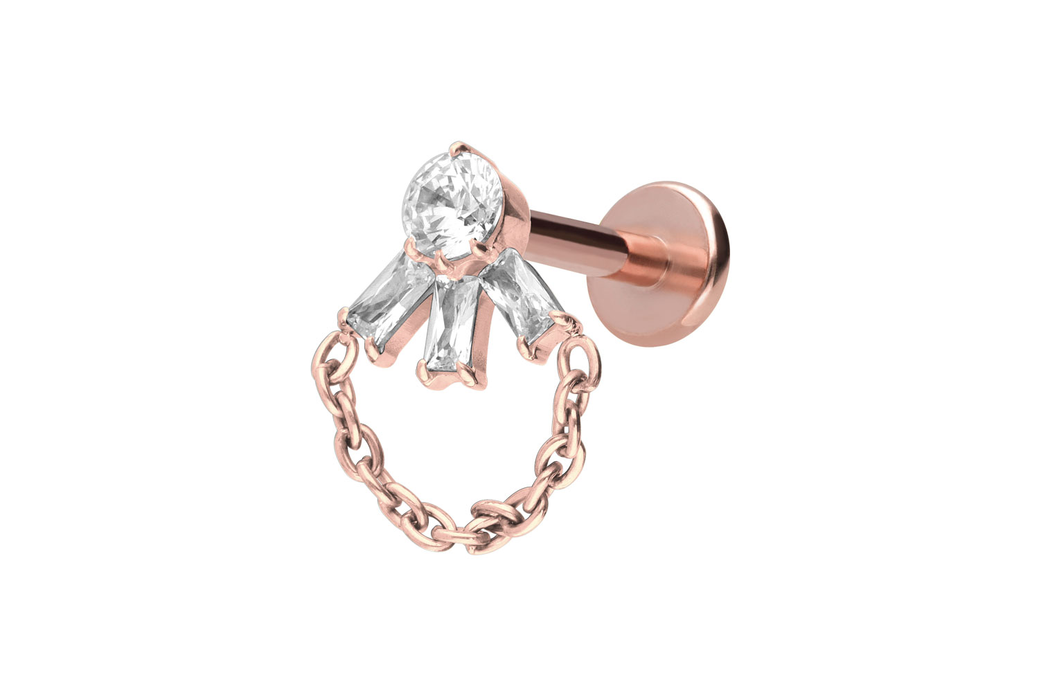 Titan Labret Piercing mit Innengewinde LOTUSBLÜTE + KETTE